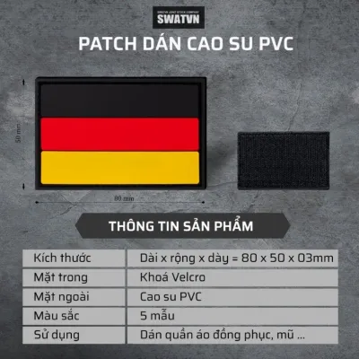 PATCH CAO SU PVC VELCRO COMBO 2 CÁI | PATCH CỜ CÁC NƯỚC 3D 80X50MM DÁN BALO MŨ ÁO TACTICAL MOLLE