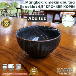 KOPIN mangkok keramik ramekin motif labu warna pastel ukuran 45 inch lis cokelat / mangkuk sayur saji KPQ-4BR