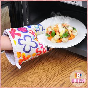 BIBLIO Cotton Gloves Microwave Heat Resistant Thickened High Temperature Baking Anti-slip Mittens Single Gloves 1pc(Color Random )