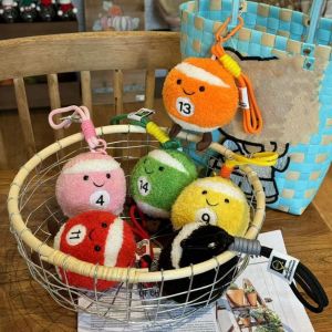 STMEN 6 สี กระเป๋าพวงกุญแจรูปบิลเลียด นุ่มนวล 10ซม จี้ลูกบิลเลียด คาวาอี้ อนิเมะการ์ตูน กระเป๋าเป้พวงกุญแจ คริสต์มาส