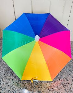 ร่มปลอกถ้วย ขนาด 24 นิ้ว สีรุ้ง ด้านในเคลือบUVเงิน กันแดด กันฝนAP00444