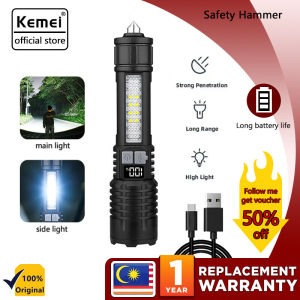 Strong Light Telescopic Zoom Flashlight Light With Side Light Type-C Rechargeable Waterproof 3 Modes Battery Super Bright