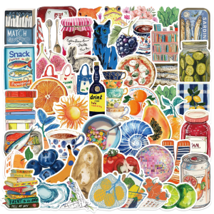 Set of 50 Mediterranean Style Decorative Stickers Durability Waterproof Art for Journals Techie Devices