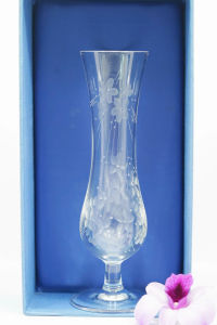 [ Woosilver ] Bình Pha Lê Khắc Hoa Mờ Secondhand - GS71