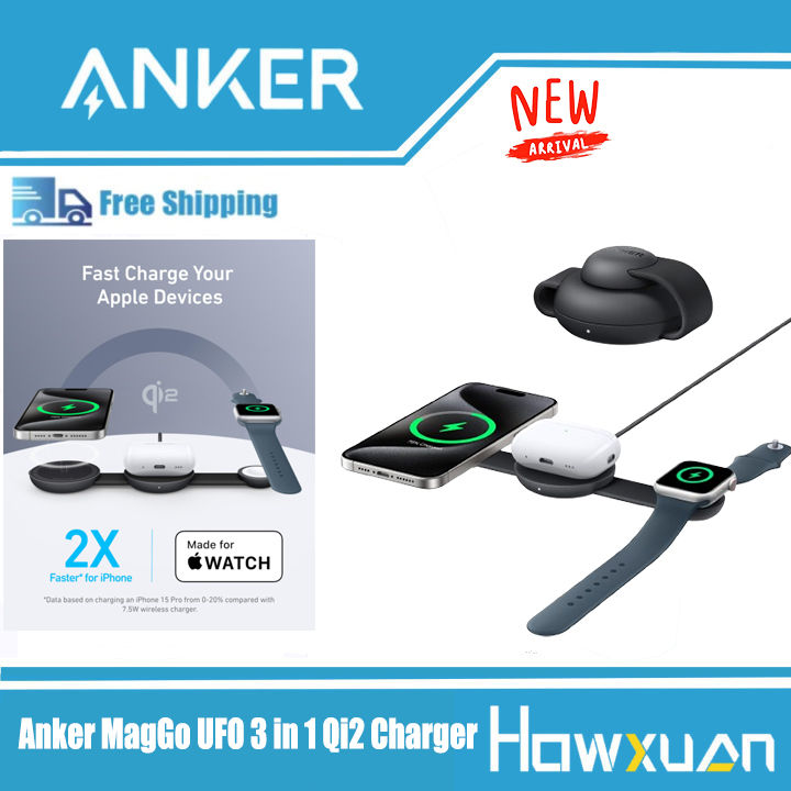Anker MagSafe Compatible MagGo UFO Charger, 3-in-1 Wireless