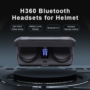 CAREUD H360 LED Premium Bluetooth 5.3 Motorcycle Helmet Headset Zero Wind Noise Call Standby 50hours with Remote Control System 2025 Edition