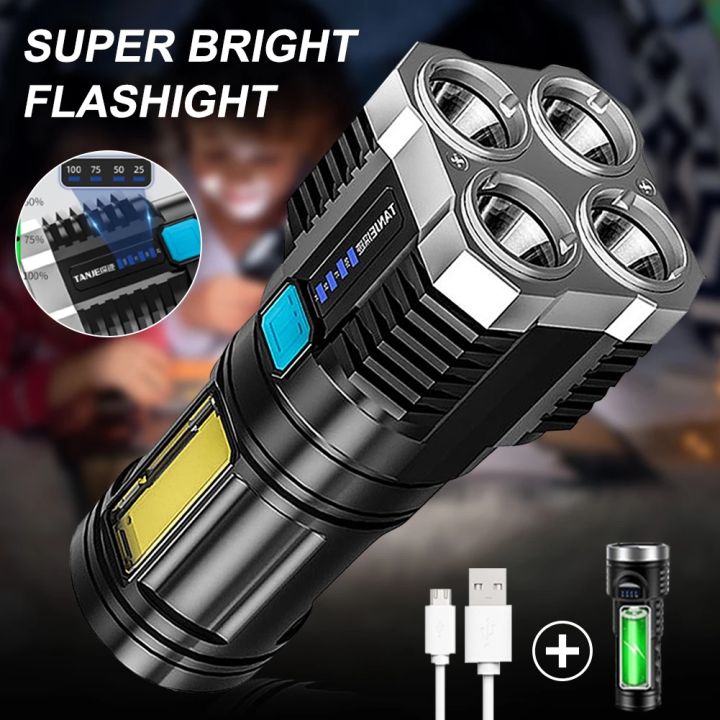 Super Powerful LED Flashlight Tactical Torch USB Rechargeable ...