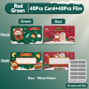 80Pcs Christmas Scratch Stickers Diy Reward Handwritten Reward Cards Student Party Surprise Gifts