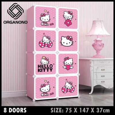 Organono Pink Flamingo Unicorn Kitty 8 Doors Screwless Modern Multipurpose cubes DIY Storage Cabinet Clothes Wardrobe Space Saver Stackable Eco Friendly Organizer room Decor