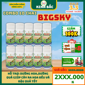 (Combo 10Bigsky-Tặng 5Bigsky+2Domino+1Kích rễ)-Kinh Bắc-Quản lý nhiều loại nấm bệnh:Thối rễ vàng lá đốm quả thán thư sương mai và nhiều loại nấm khác giúp làm sáng mã quả giúp trái sáng đẹp hơn
