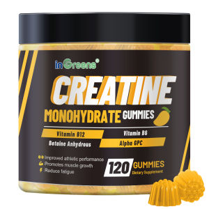 inGreens Creatine Monohydrate 6000mg Gummies - Potent Muscle Growth Strength & Recovery Support - Halal & Tasty Mango Flavor