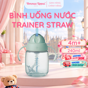 Bình tập uống nước có ống hút bi trọng lực chống tràn chống sặc Tommee Tippee Trainer Straw 240ml cho bé từ 6 tháng