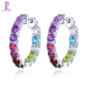 Lohaspie Jewelry 5 Carats Earring Silver 925 Original Sale Natural Colorful Clip Earring Gemstone Silver Earring For Women Jewelry