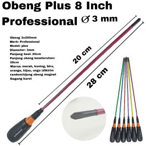 Obeng Plus 8 inch Diameter 3mm Panjang Besi 20cm Magnet
