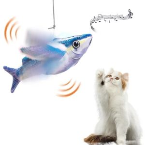 DFGFIN USB Electric Flying Fish Cat Toy Hangable Plush Simulation Cat Toy Simulation Vivid Chirping Flapping Fish Toy Indoor Cats