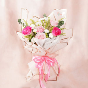 Flowers Bouquet Roses Pastel Serenity| Hand Bouquet Anniversary Valentine| Same Day Delivery Singapore