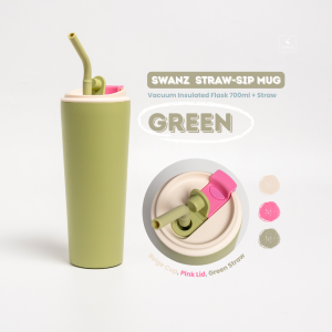 SWANZ Straw Sip Mug 700ml - Thermal Flask Travel Mug Vacuum Insulated Ceramic Tumbler Thermos Water Bottle