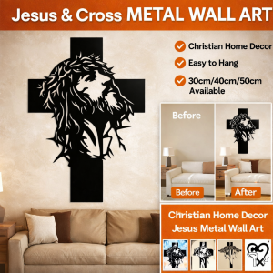 Jesus Cross Metal Wall Decor Religious Cross Hanging Ornament Faith Christian Home Decor
