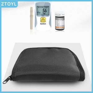 ZTOYL Portable Blood Glucose Meter Storage Bag Household Blood Pressure And Oxygen Meter Carrier Organizer Black Zipper Storage Bag