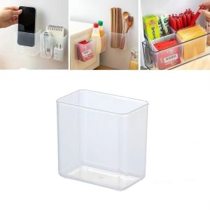 MEMGOUO Transparent Wall-mounted Storage Box Large Capacity Multifunction Desktop Storage Basket  Lightweight PP Transparent Box Kitchen Organization