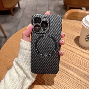 CrashStar With Lens Film With Dust Mesh MagSafe Carbon Fiber Ultra Thin Shockproof Phone Case For iPhone 15 14 Pro Max Plus 13 Pro Max 12 Pro Max Wireless Charging Phone Casing Business Style Phone Cover Shell Top Seller