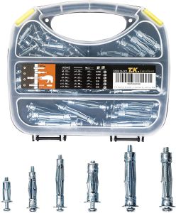 70 ครั้ง Hollow Wall Anchor สำหรับ Cavity กระดูกชิ้น 8*46+11*50 พื้นที่ที่สมอ สำหรับ Drywall ปลั๊กผนัง พุกร่มเหล็กชุบซิงค์ เบอร์