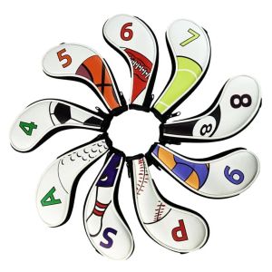 9Pcs/Pack Zipper Golf Iron Covers Set Waterproof Golf Club Irons Head Cover Golf Putter Protect Sleeve Glove Boots