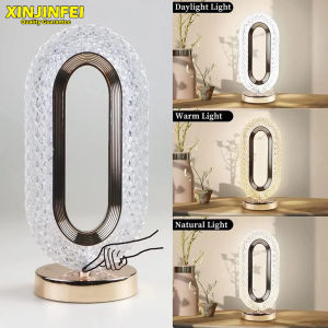 Crystal Led Table Lamp Diamond Bedside Touch Dimming Desk Light Bedroom Decoration Bar Rechargeable Fixture