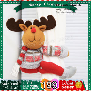 O-KAY Christmas Plush Doll Velcro Curtain Button Santa Claus Elk Doll Buckle Party Window Decor Accessories Christmas Tree Ornaments Decorations for Home