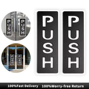 1Pair 3D Mirror Push Pull Sign Golden Black Acrylic Self-Adhesive Door Sticker for Shop Hotel