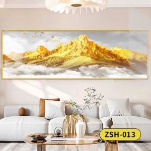 DIVATEN Mountain Landscape Bedroom Wall Stickers Golden Sunrise Modern Style Background Wall Hangings Long Horizontal Format Bedside Decorative Paintings for Bedroom Living Room Bedside Background Wall