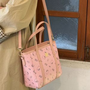 SMVU สไตล์เกาหลีแบบ กระเป๋าถือคิตตี้สำหรับ Y2k หนังพียู หวานหวานแหววว กระเป๋าสะพายข้างบอสตัน แฟชั่นสำหรับผู้หญิง คาวาอิ กระเป๋าสะพายข้างผู้หญิง ถุงตะกร้าใส่ของ