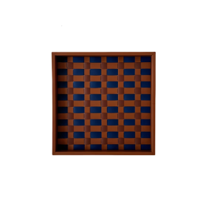 Woven Checkerboard Leather Tray Elegant Storage Organizers For Home Kitchens Dining Table Decors