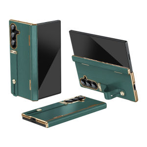 For Samsung Galaxy Z Fold 8 Ultra 5G PU Leather Wrist Strap Bracket Case For ZFold 8 Fold8 Ultra Screen Film Hinge Protect Cover