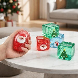 RIVENSTONE Slow Rebound Christmas Cube Squeeze Toy Lightweight Snowman/Christmas Tree Squeeze Fidget Toy Portable Soft Touch Sensory Stress Block For Office Workers