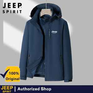 JEEP SPIRIT Mens 3-in-1 Jacket Detachable with Velvet Inner Two Piece Outdoor Warm Mountaineering Robe