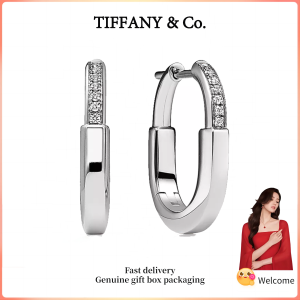 (New) Womens Fashion earrings Lock series s925 sterling silver diamond small earrings Valentines Day holiday gifts