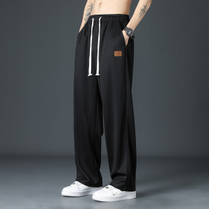 Mens casual long pants thin sports pants loose fit large size straight tube running gray sanitary pants size:M-5X