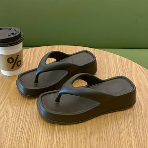 [Free Shipping] Simple Square-Toed Mid-Heel Flip-Flops For Women Breathable Casual Versatile Non-Slip Lightweight Beach Sandals For Men