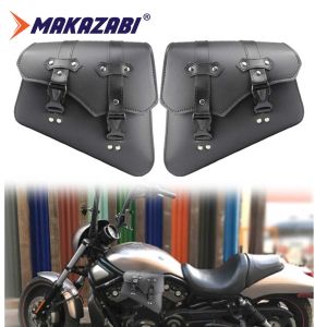 Universal PU Leather Motorcycle Saddlebags Side Tool Bag Luggage Saddle Bag Pouch Black For Honda/Suzuki/Kawasaki/Yamaha