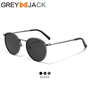 Grey Jack Kacamata Hitam Sunglasses Bulat Bahan Metal Polarized Anti Silau UV400 Fashion Pria Wanita Ringan Keren 9202