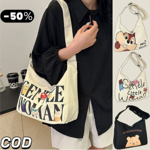 YOOXI กระเป๋าใบผ้าใบ กระเป๋ามือที่มีกำลังการเดินทางขนาดใหญ่ กระเป๋าไหล่ข้าม กระเป๋าการ์ตูนใหม่ของผู้หญิง กระเป๋า tote