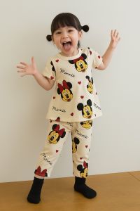 Setelan Piyama Anak Perempuan Bahan Katun Lengan Pendek Celana Panjang Usia Anak 6 Bulan-6 Tahun