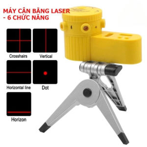 Máy Đo Lasser  Đèn báo Led Thước Laser Đo 6 Trong 1 Ngang Dọc Với Chân Máy Xoay Đo Laser