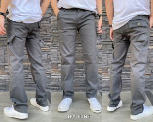 TPPJEANS New Slim DarkGrey กางเกงทรงสลิม สีเทาเข้ม หน้าเอวขอบ หลังเอวสม๊อคยางยืด กระเป๋าข้างซองปืน แต่งกระเป๋าข้าง ทรงสวย เป้าซิป ผ้ายืดใส่สบาย Size 28-36