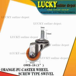OWB BOLT TYPE ORANGE PU CASTER WHEEL SWIVEL