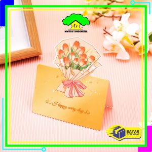 MI-C1270 Greeting Card Kartu Ucapan Motif Bunga Warna Warni / Kartu Ucapan Lipat Ulang Tahun Card