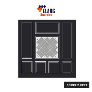 DEKORASI DINDING MOULDING & KACA CERMIN PAKET LENGKAP UKURAN DINDING 3.5 METER X 3.5 METER