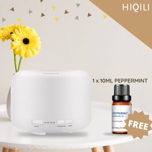 [SG Seller] 500ML Air Humidifier Aroma Diffuser Ultrasonic Diffuser 7LED Light Colour Aromatherapy HiQiLi Essential Oil Muji Style HiQiLi Oil