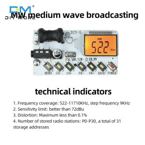 Diymore 87-108MHz FM/MW/SW Multi Band Headphone Radio Medium Wave Shortwave Fm Radio Module Diy Module Finished Product